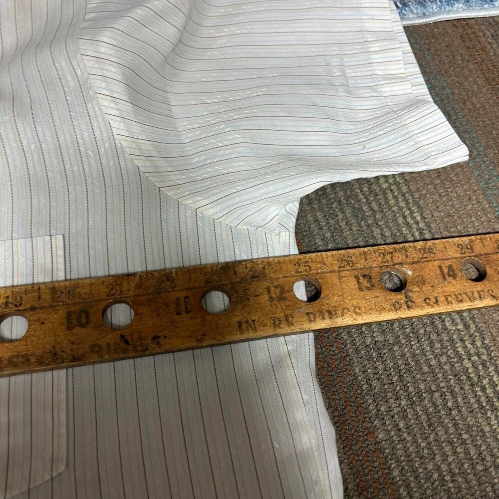 Vintage 80s White Textured Vertical Striped Short Sleeve Button Up Shirt Mens XL - Picture 5 of 6